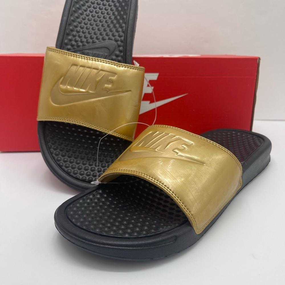 Nike WMNS Black and Gold Slide Sandals - Picture 16 of 16